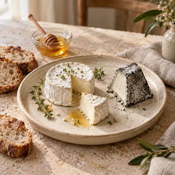 Козьи сыры с мёдом и хлебом