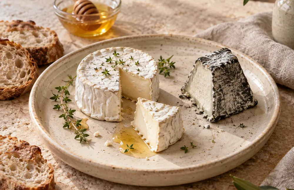 Козьи сыры с мёдом и хлебом